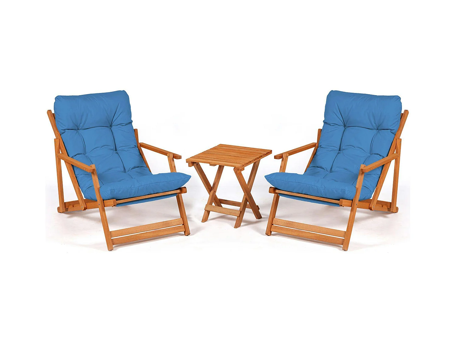 Salon jardin détente bleu - 2 assises confort SORA