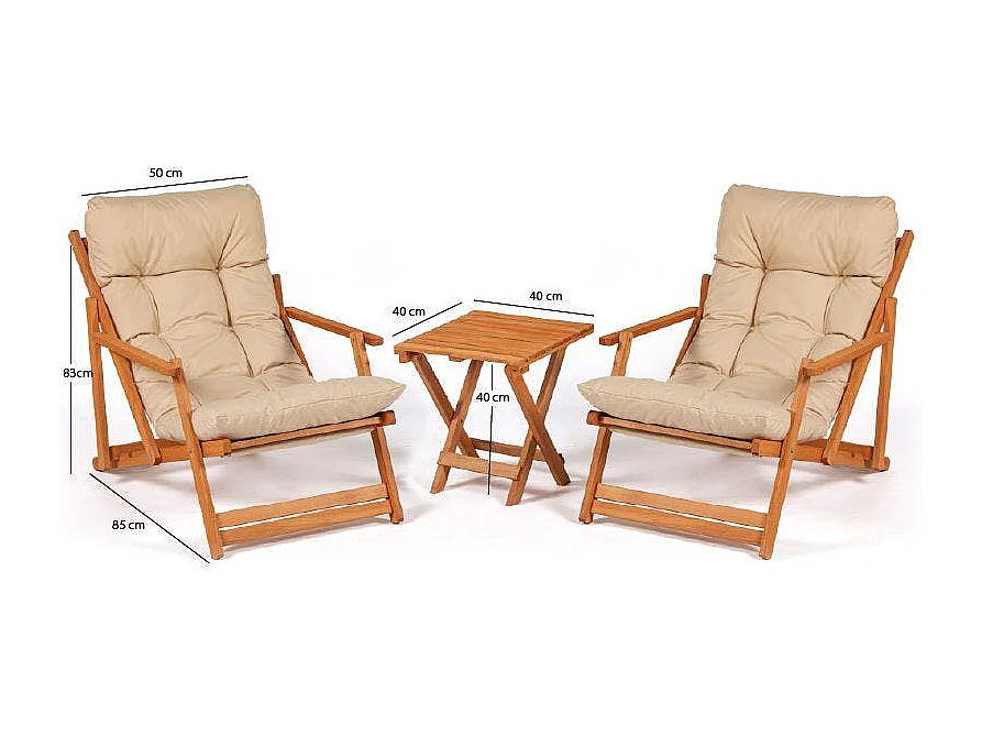 Salon jardin détente beige - 2 assises confort SORA