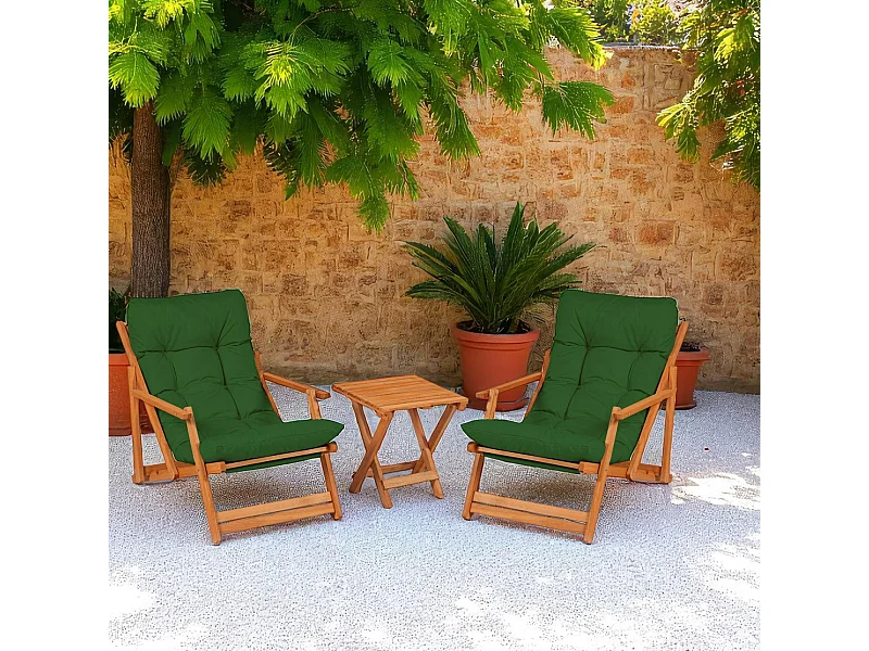 Salon jardin détente vert - 2 assises confort SORA