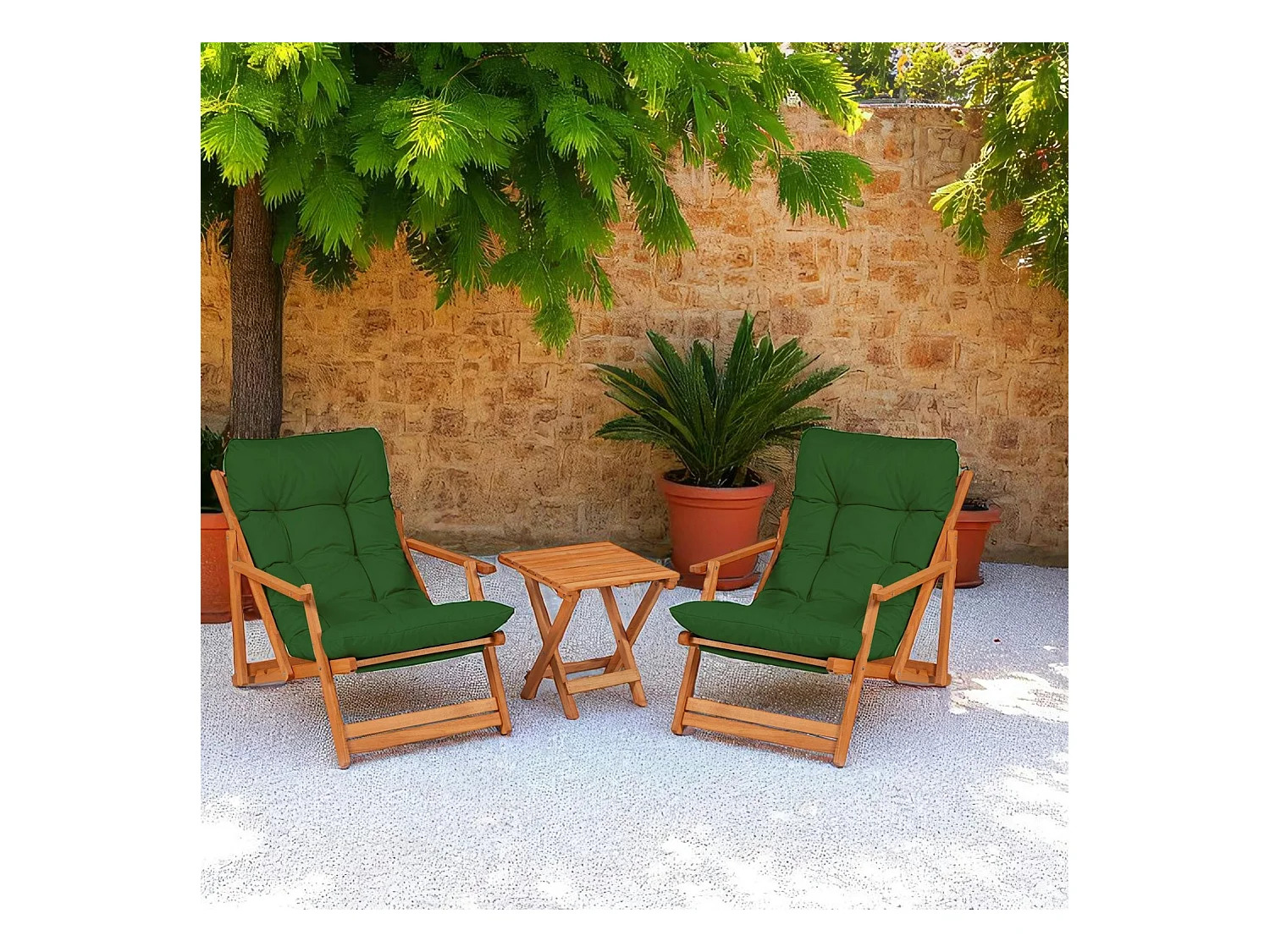 Salon jardin détente vert - 2 assises confort SORA