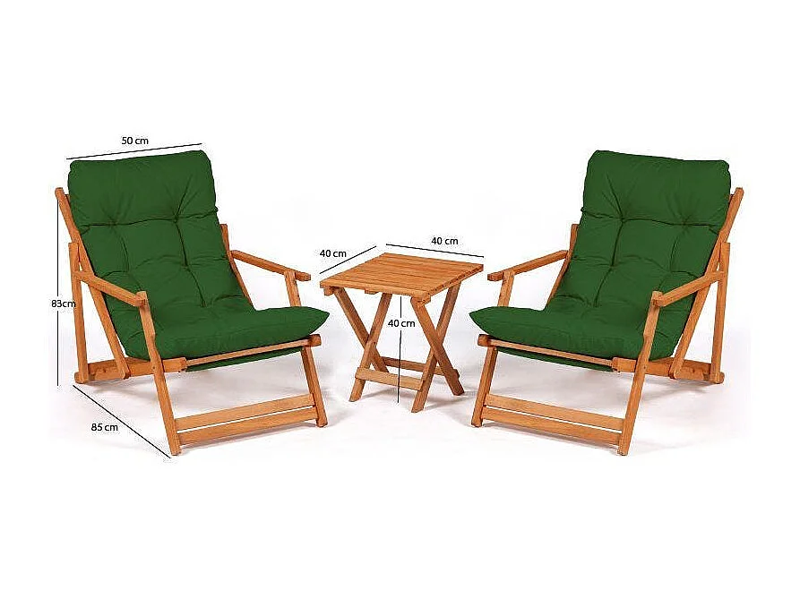 Salon jardin détente vert - 2 assises confort SORA