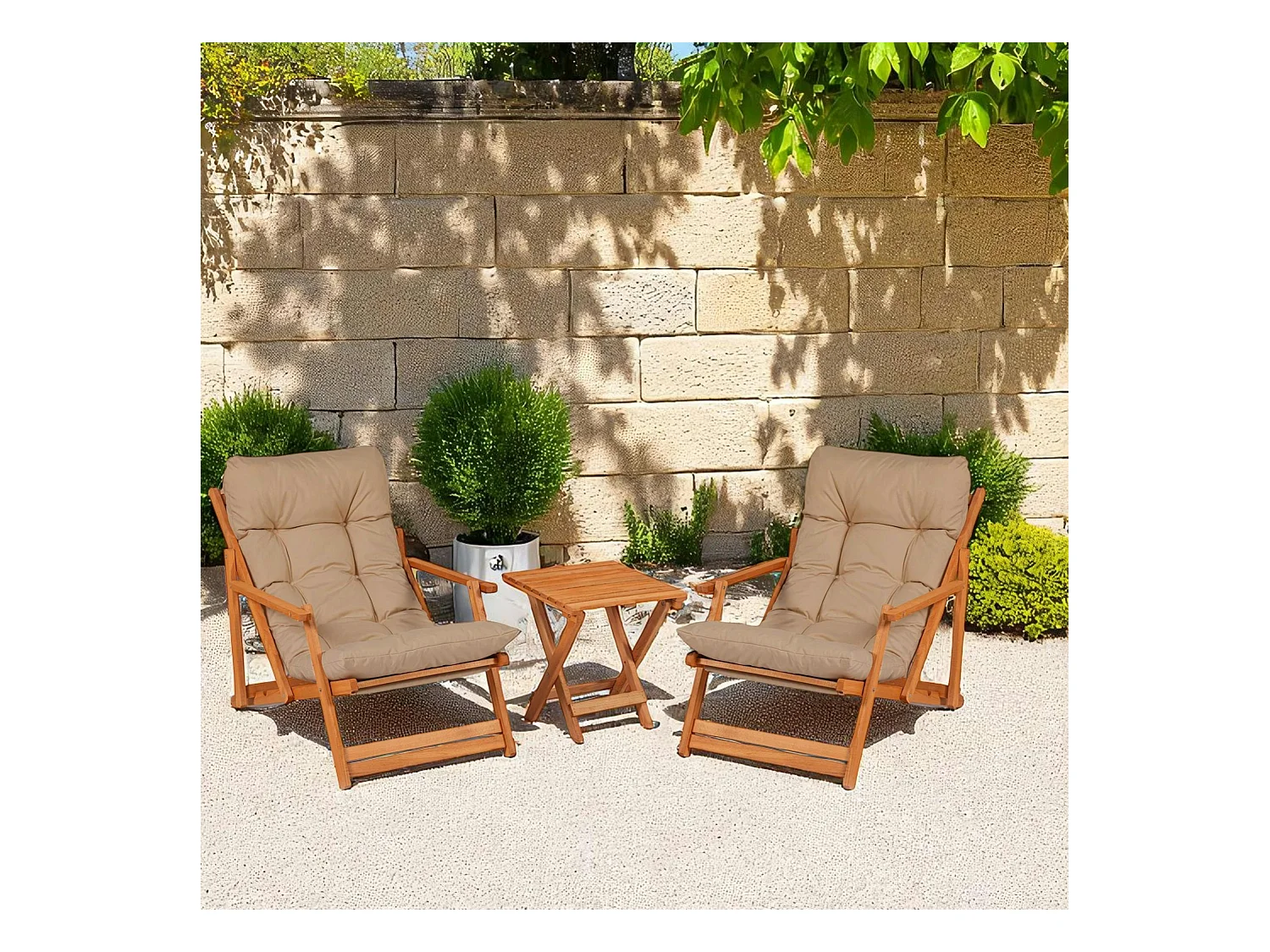 Salon jardin détente taupe - 2 assises confort SORA