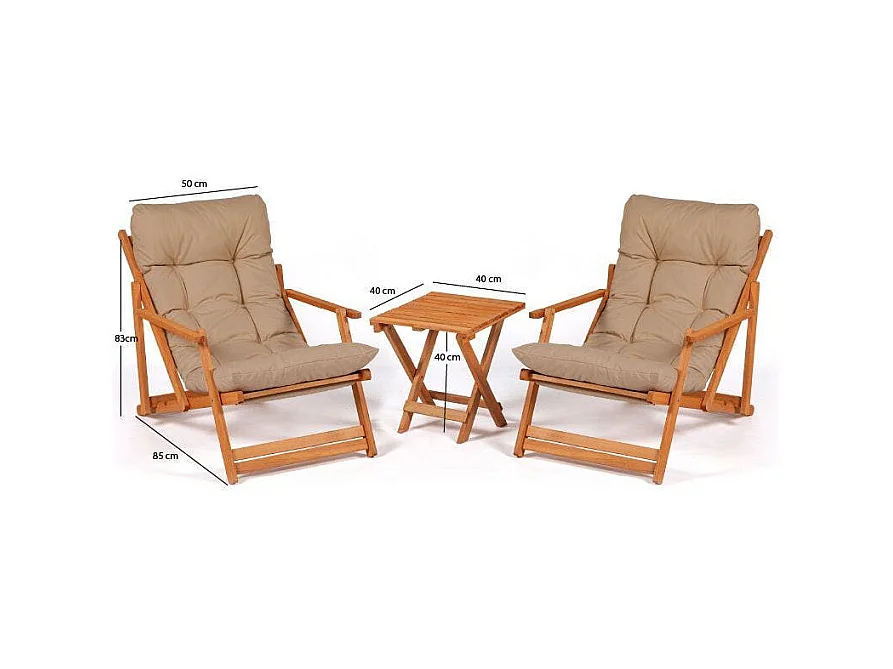 Salon jardin détente taupe - 2 assises confort SORA