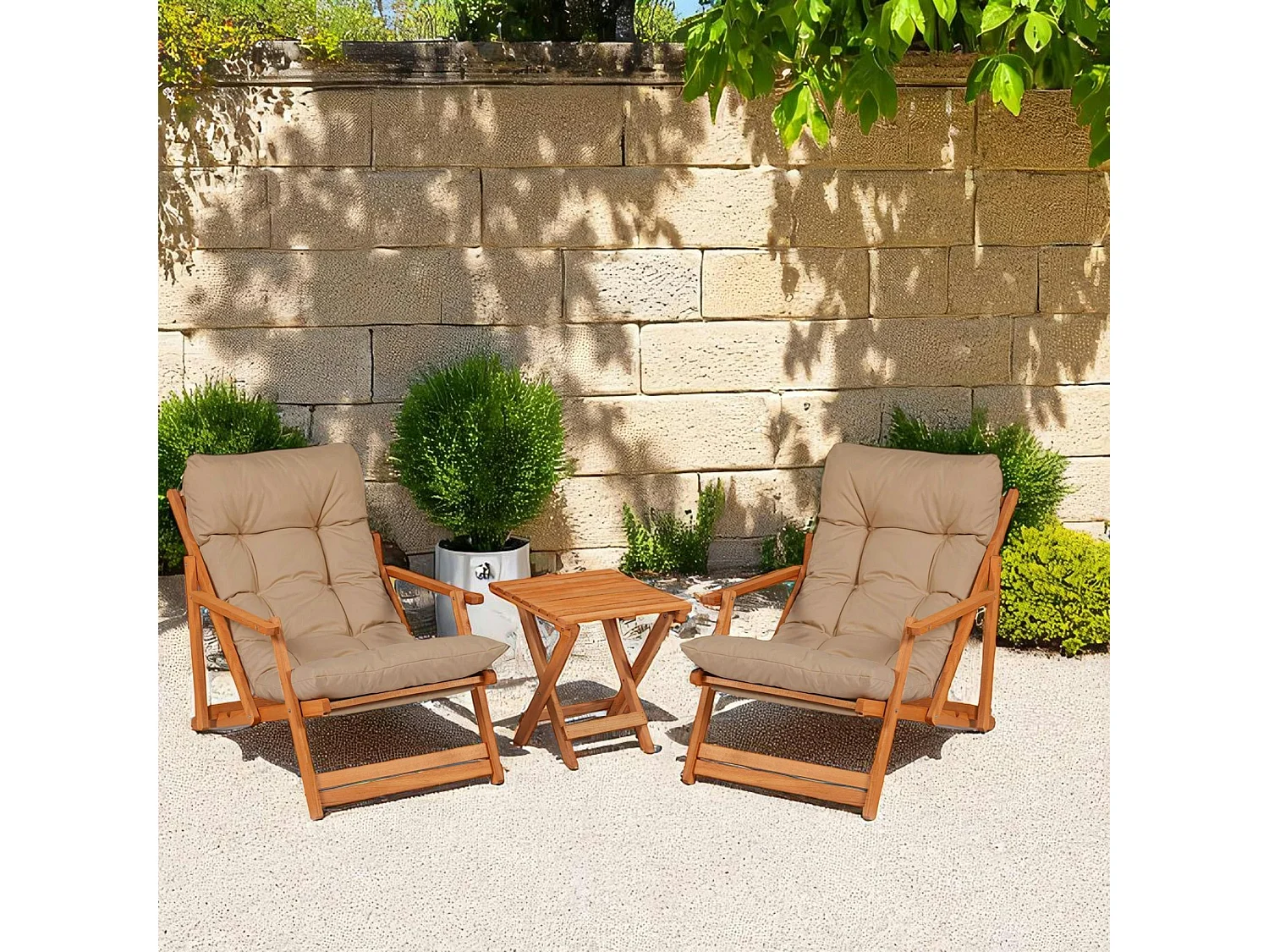 Salon jardin détente taupe - 2 assises confort SORA