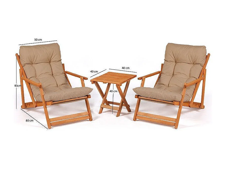 Salon jardin détente taupe - 2 assises confort SORA