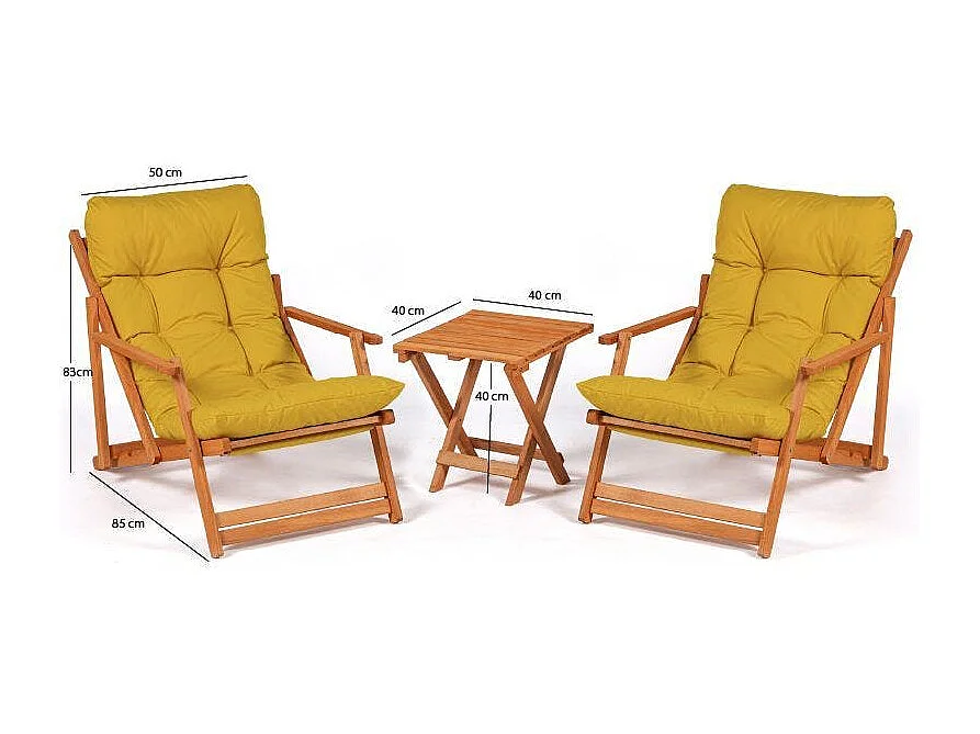 Salon jardin détente jaune - 2 assises confort SORA