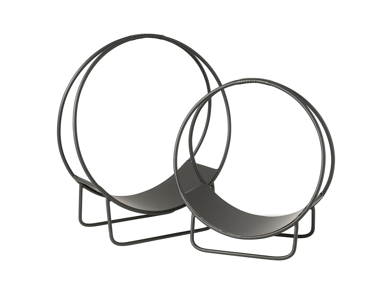 Cesta redonda de metal para leña