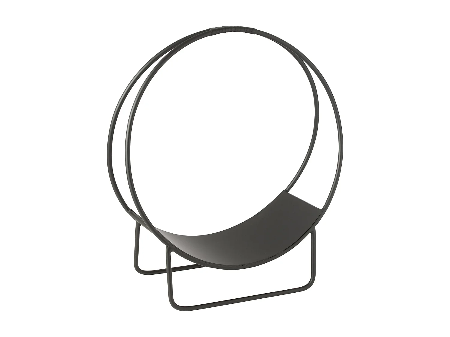 Cesta redonda de metal para leña