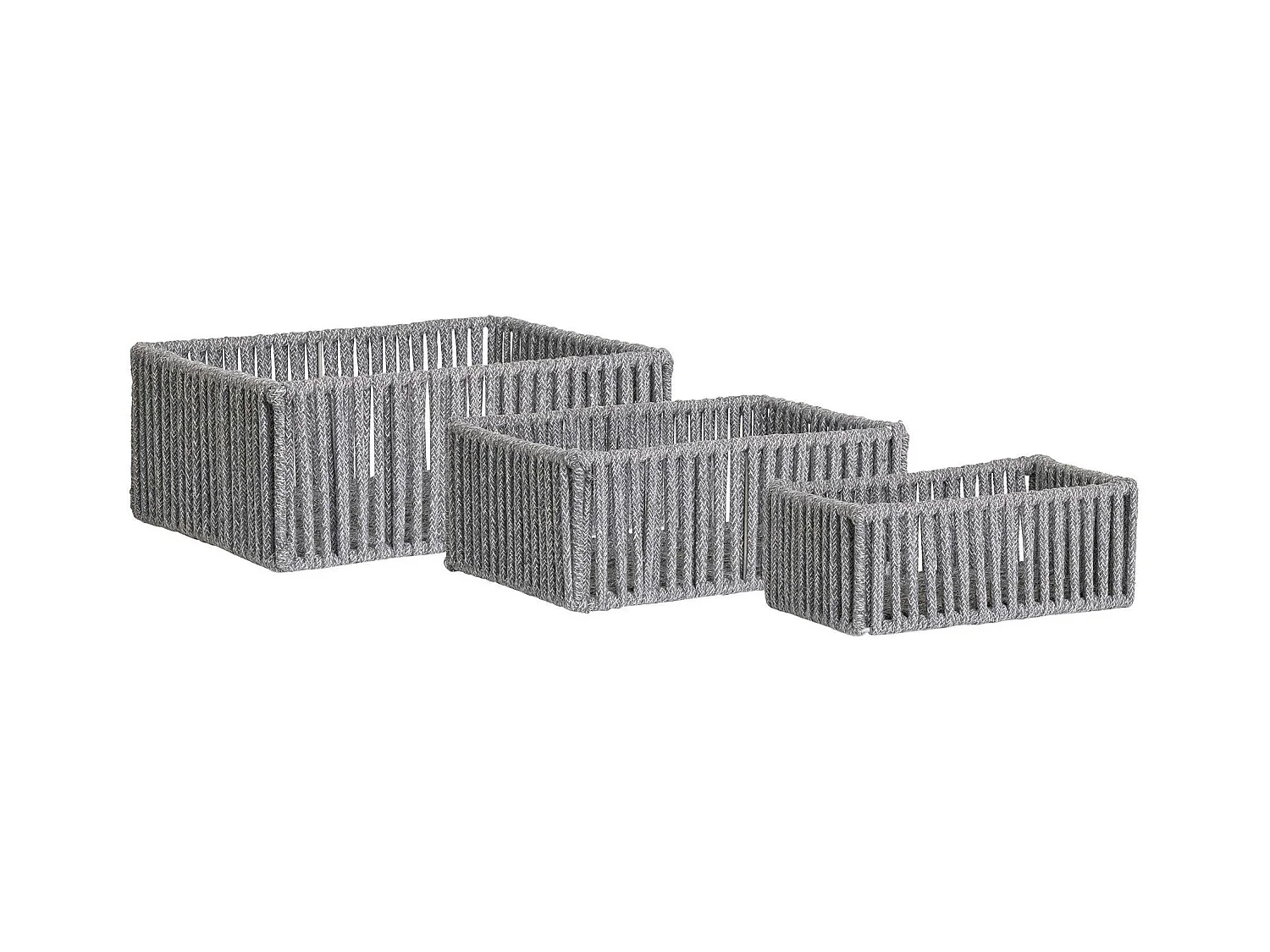 Panier de rangement déco en coton gris et blanc (lot de 3)