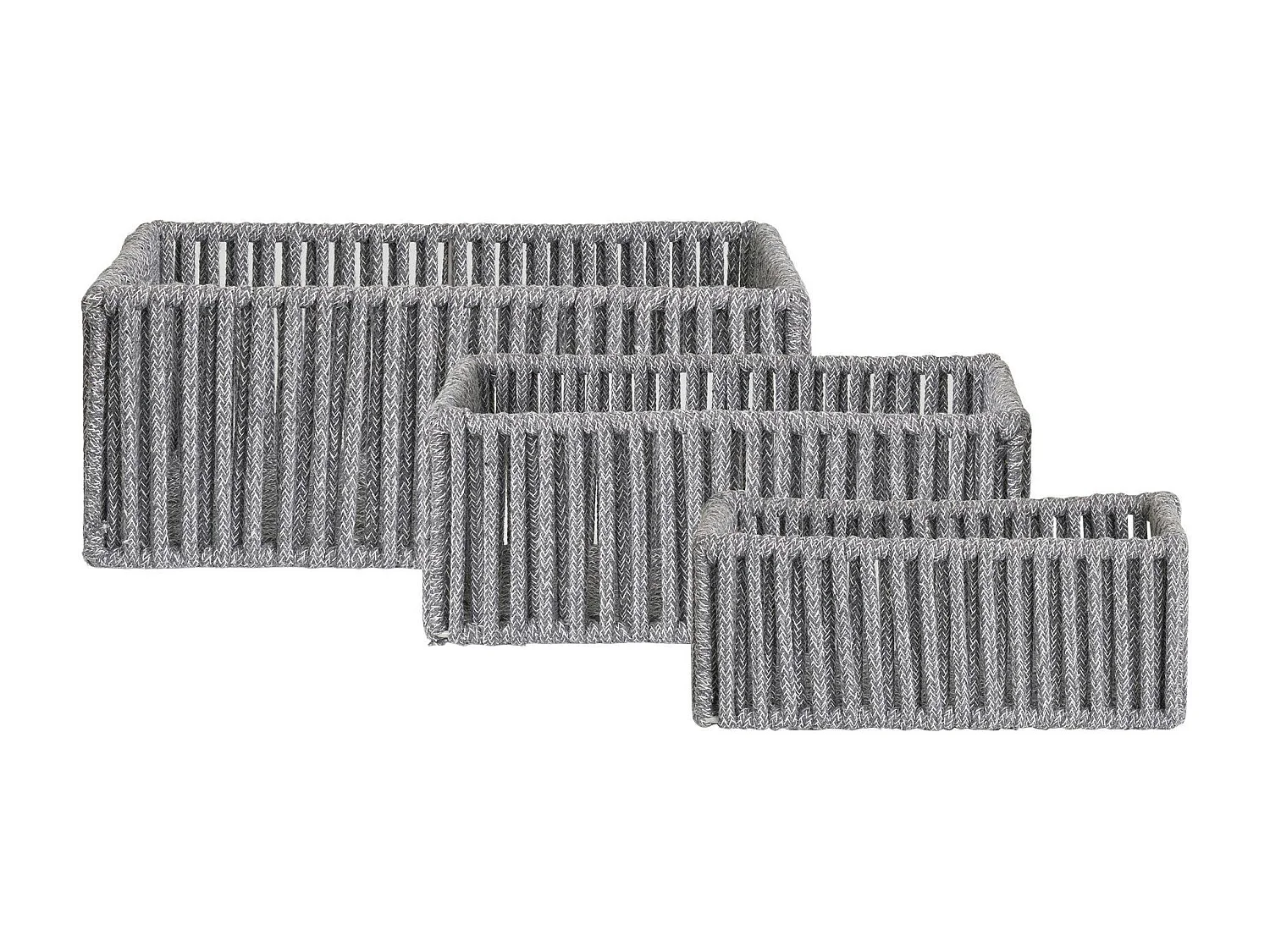 Panier de rangement déco en coton gris et blanc (lot de 3)