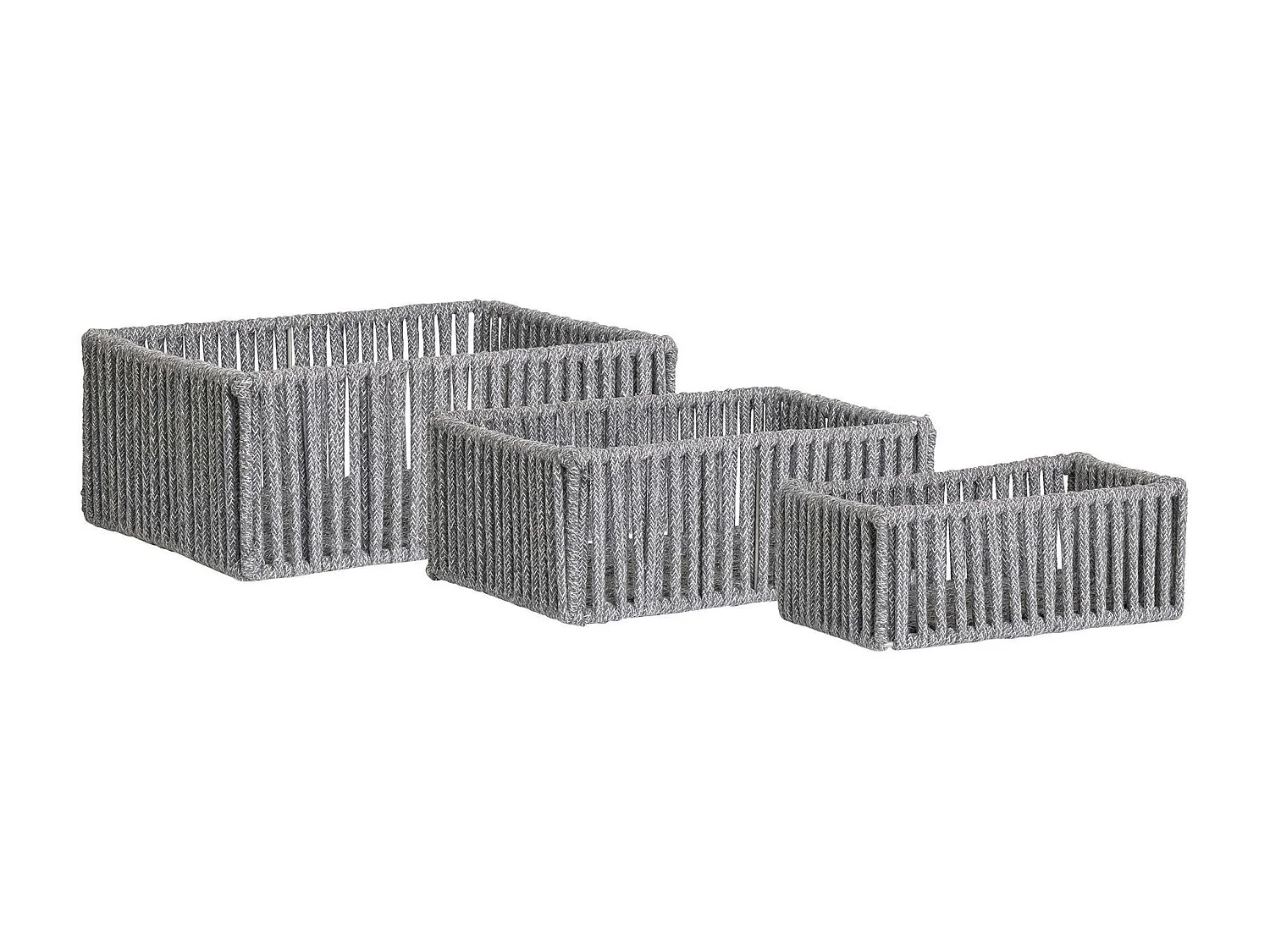 Panier de rangement déco en coton gris et blanc (lot de 3)