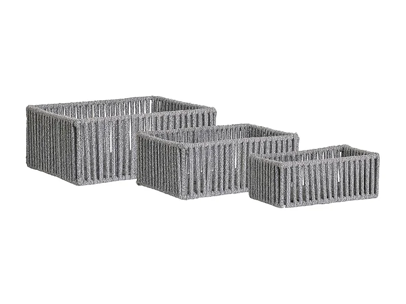 Panier de rangement déco en coton gris et blanc (lot de 3)