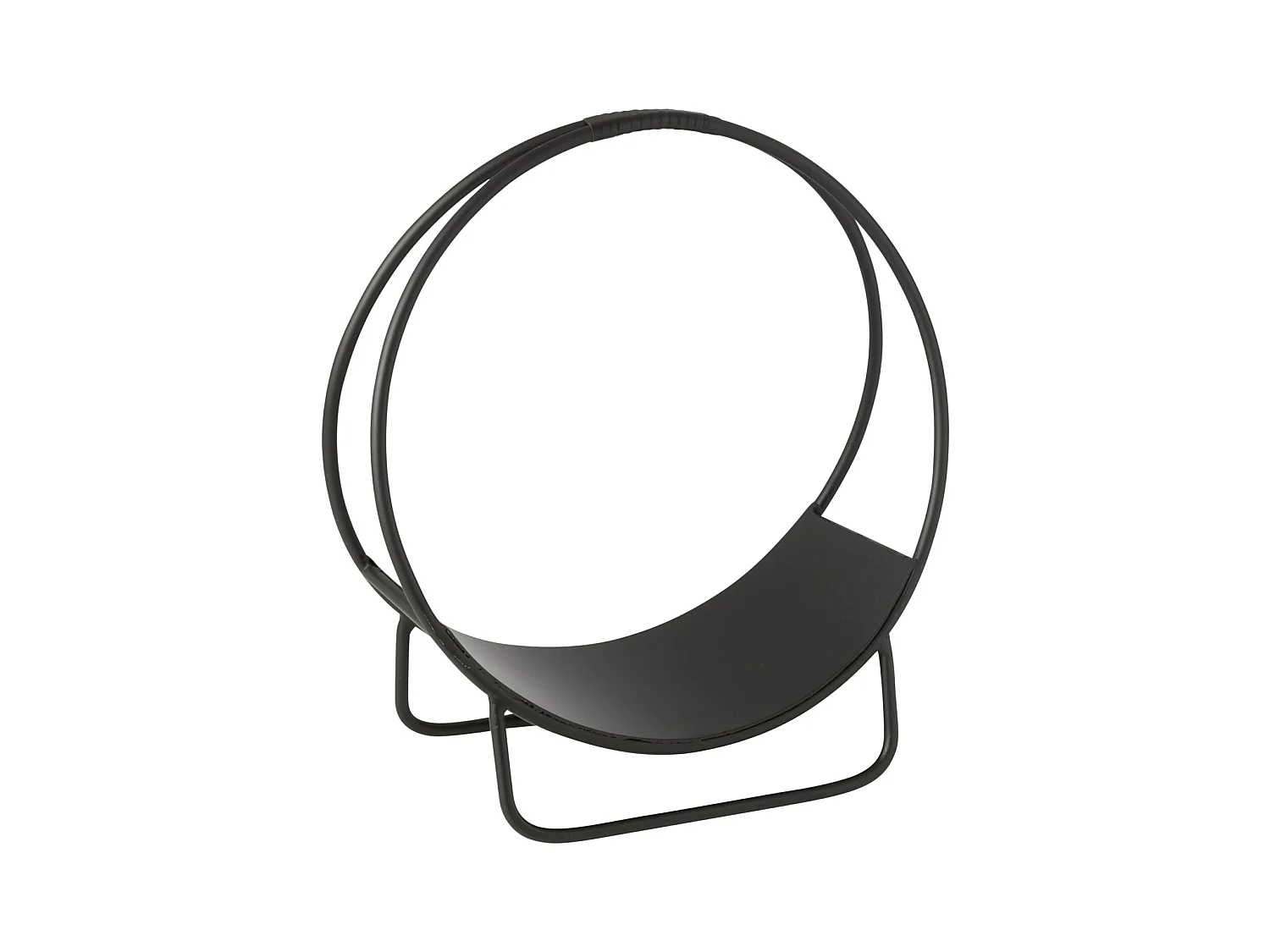 Cesta redonda de metal para leña