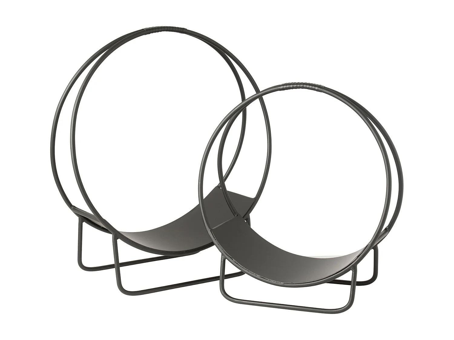 Cesta redonda de metal para leña