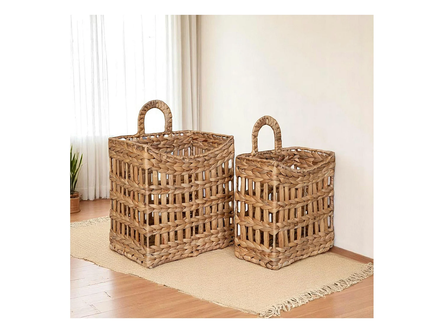 Panier de rangement à suspendre en jacinthe d'eau (lot de 2)