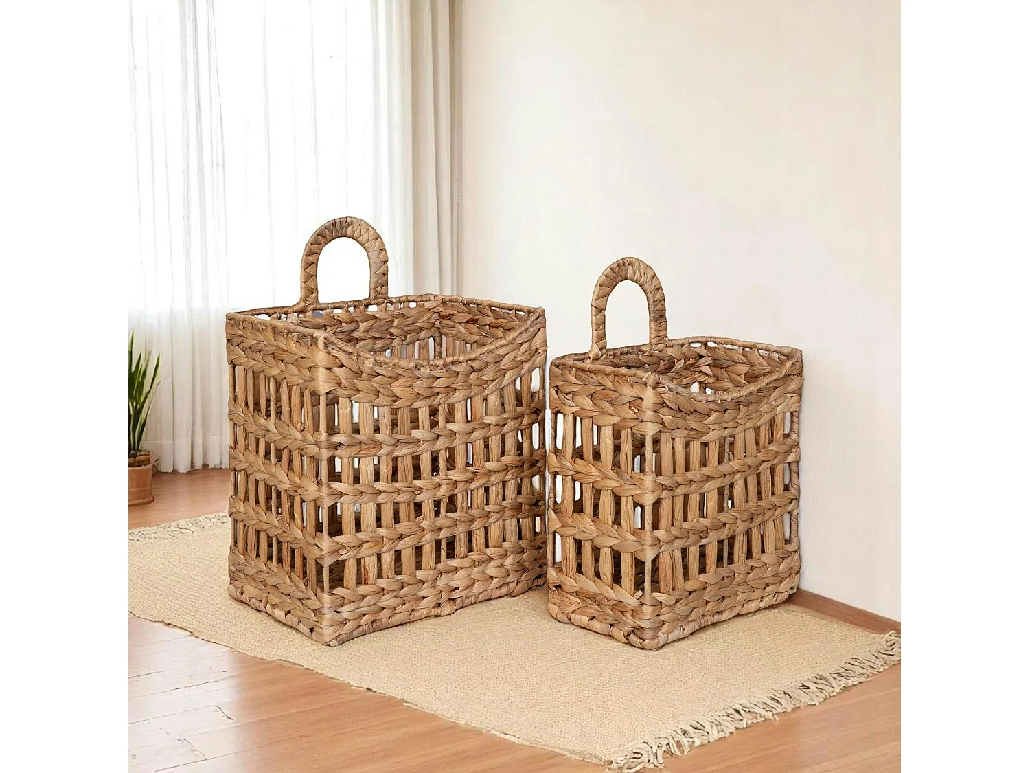 Panier de rangement à suspendre en jacinthe d'eau (lot de 2)