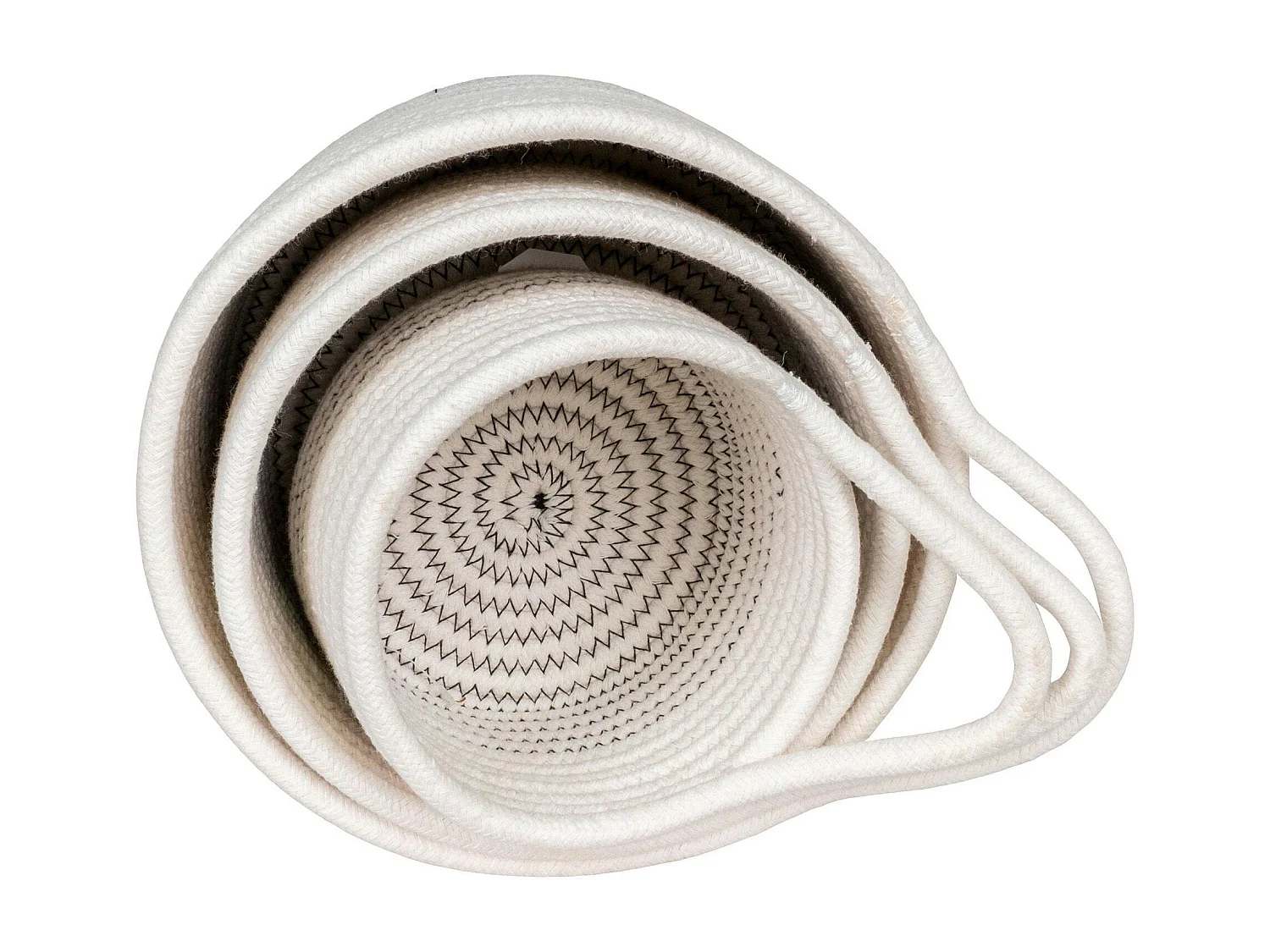 Panier de rangement en coton avec motif zigzag noir (lot de 3)