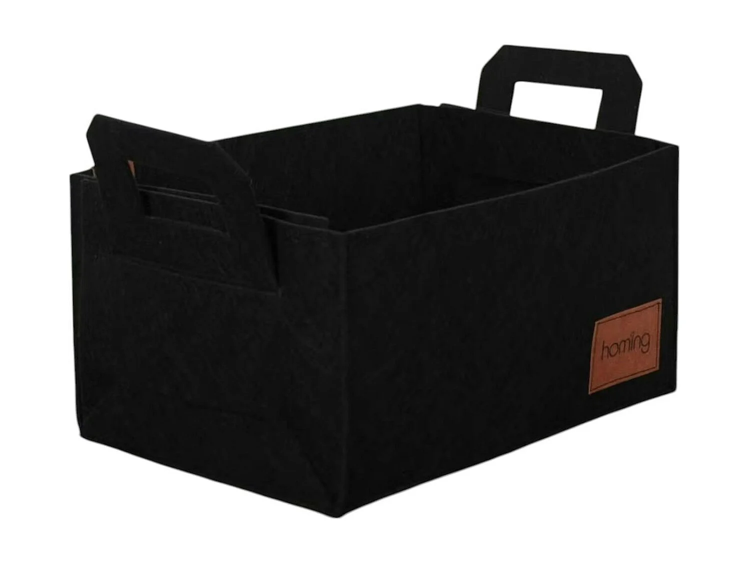 Panier de rangement noir en feutrine – avec poignées