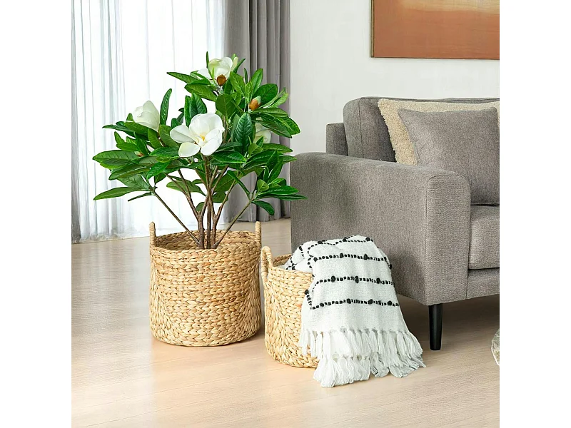 Panier de rangement tressé en jacinthe d'eau (lot de 2)