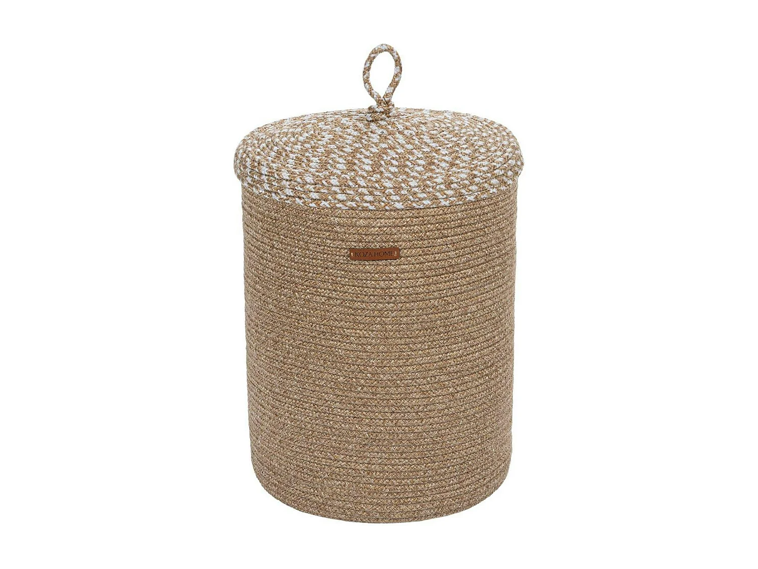Panier de rangement rond – beige, avec couvercle IZMIR