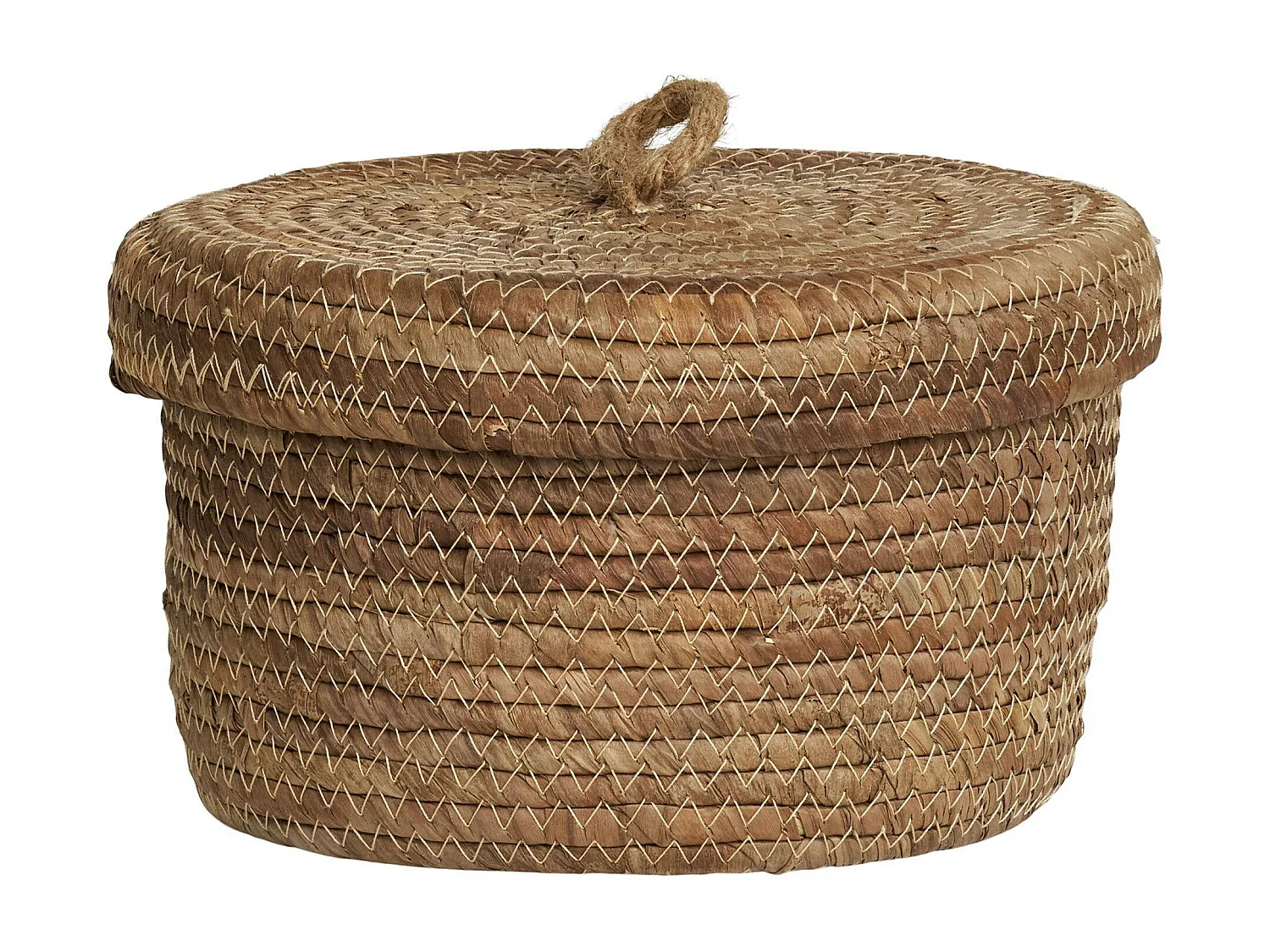 Petit panier de rangement rond en feuille de bananier avec couvercle (lot de 2)