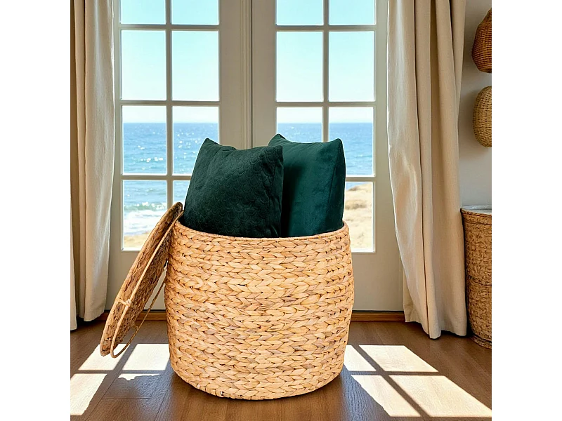 Panier de rangement avec couvercle – fibres naturelles BRUGES