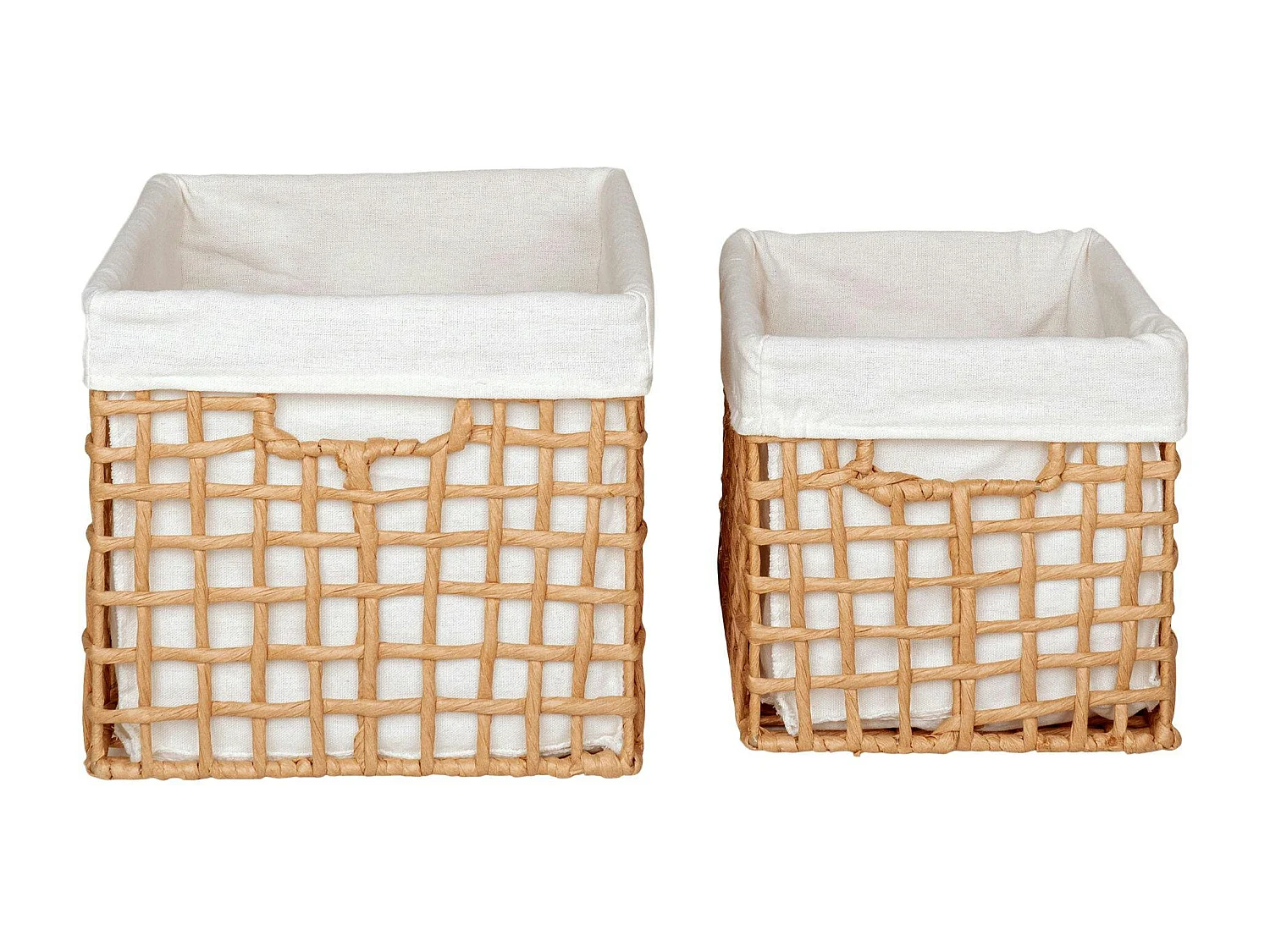 Panier de rangement avec poignées et doublure tissu (lot de 2)