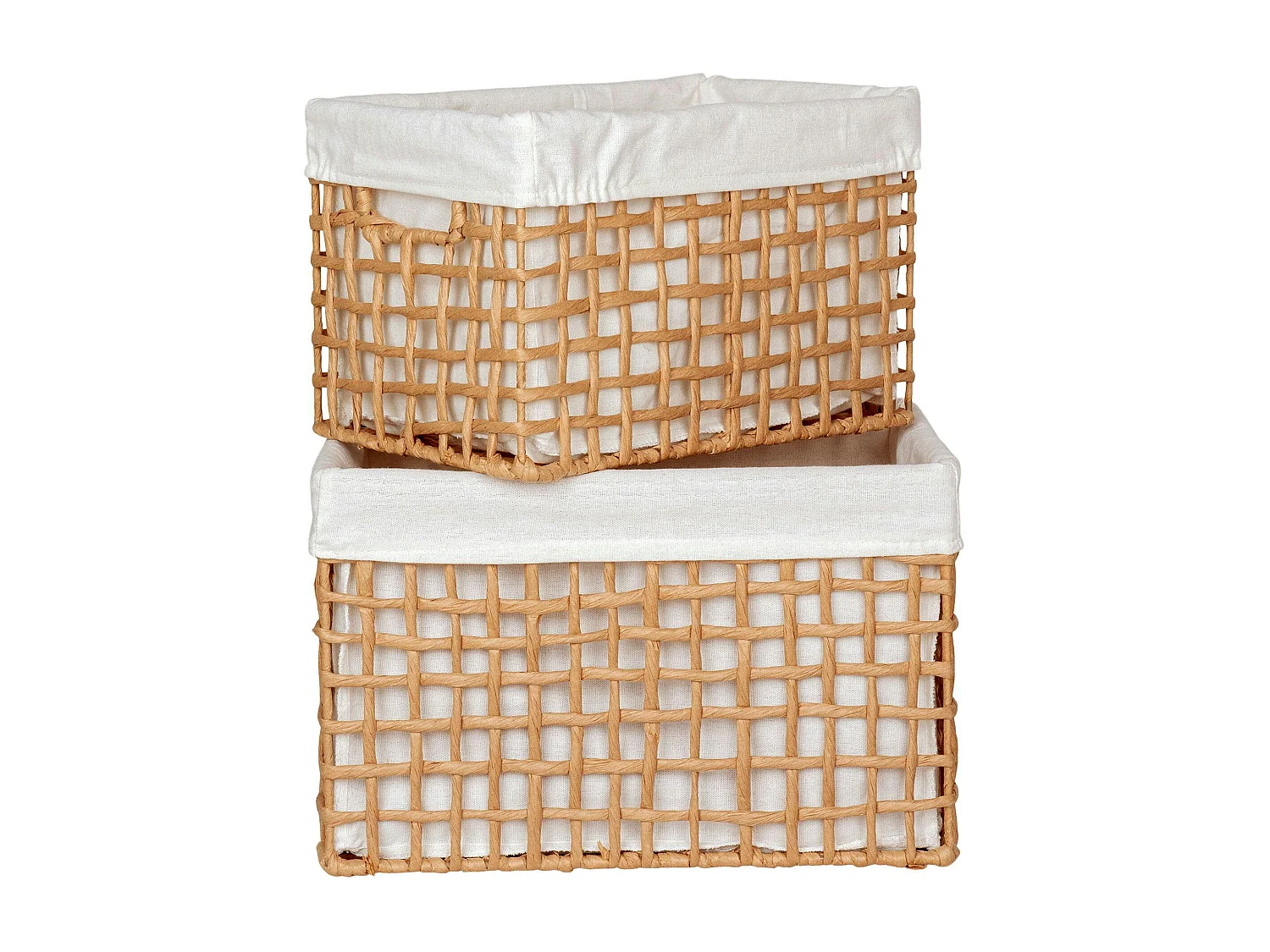 Panier de rangement avec poignées et doublure tissu (lot de 2)