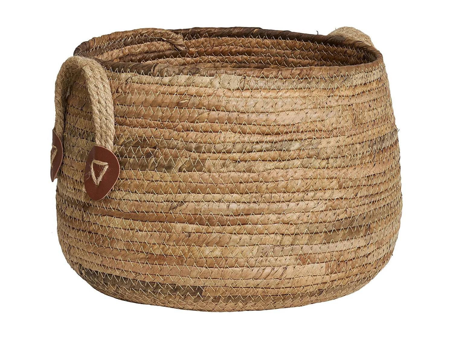 Panier de rangement rond avec poignées, en feuille de bananier (lot de 2)