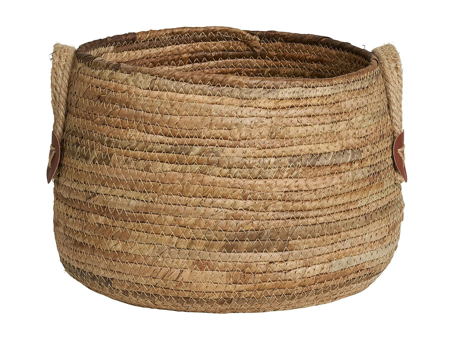 Panier de rangement rond avec poignées, en feuille de bananier (lot de 2)