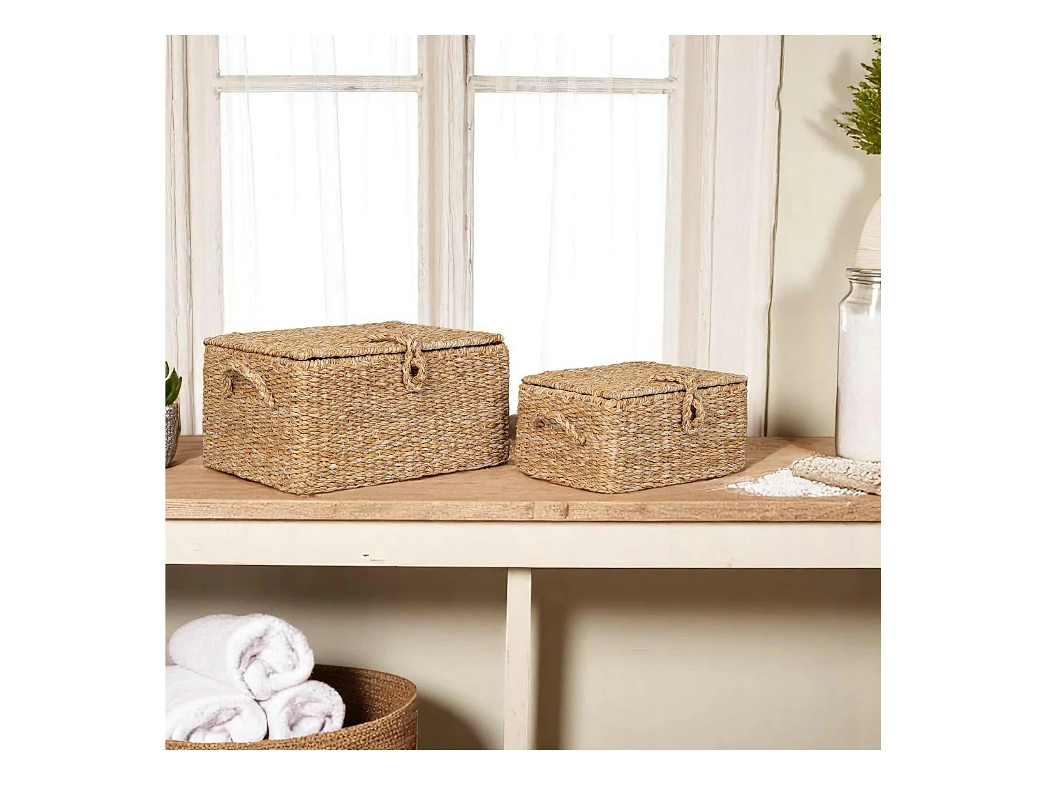 Boîte de rangement en vannerie (lot de 2)