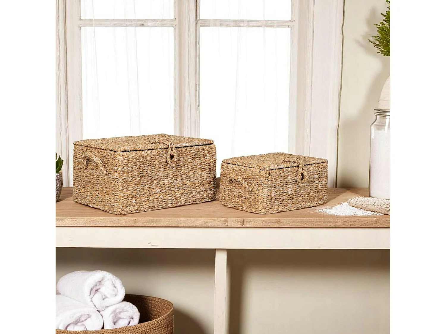 Boîte de rangement en vannerie (lot de 2)