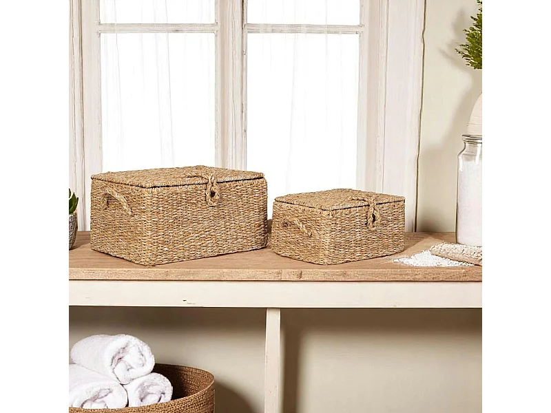 Boîte de rangement en vannerie (lot de 2)