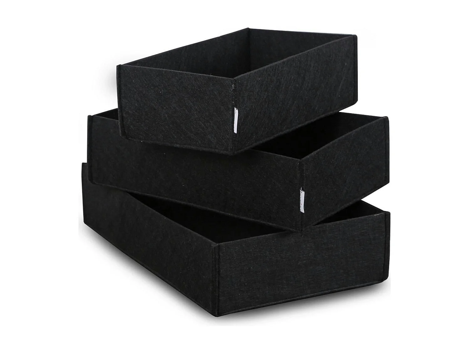 Panier de rangement noir en feutrine – lot de 3 tailles