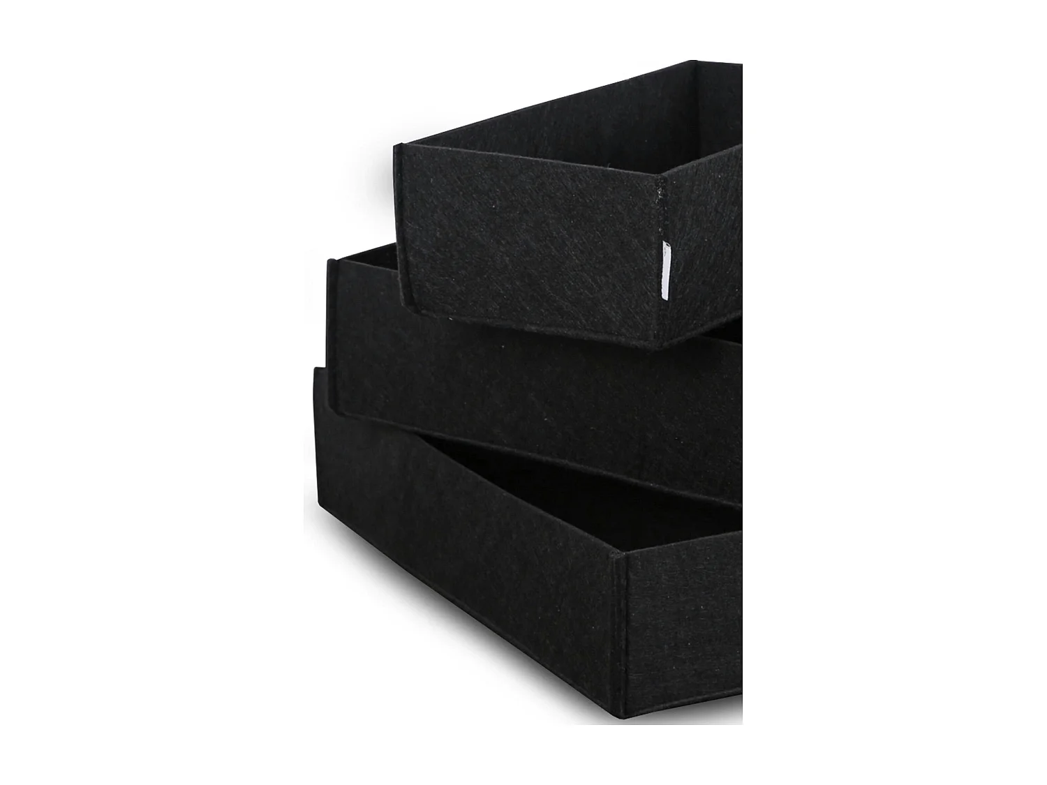 Panier de rangement noir en feutrine – lot de 3 tailles