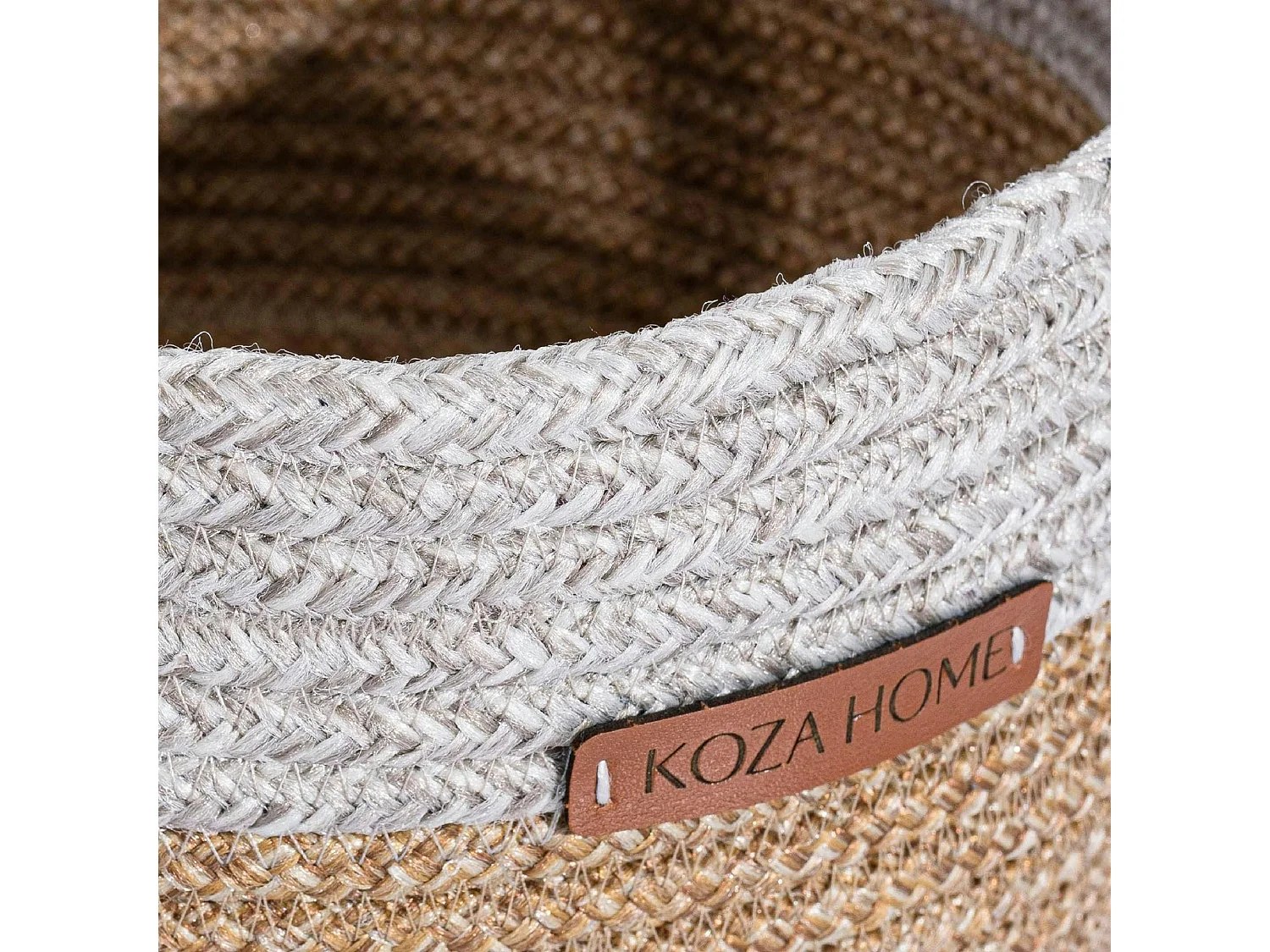 Panier de rangement en coton tressé – gris et beige IZMIR