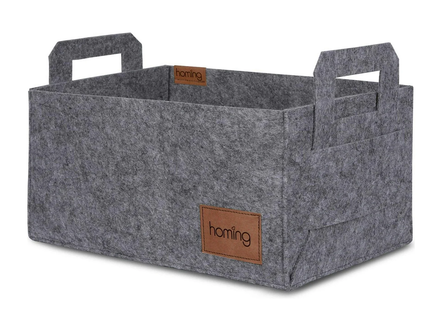 Panier de rangement gris en feutrine – avec poignées