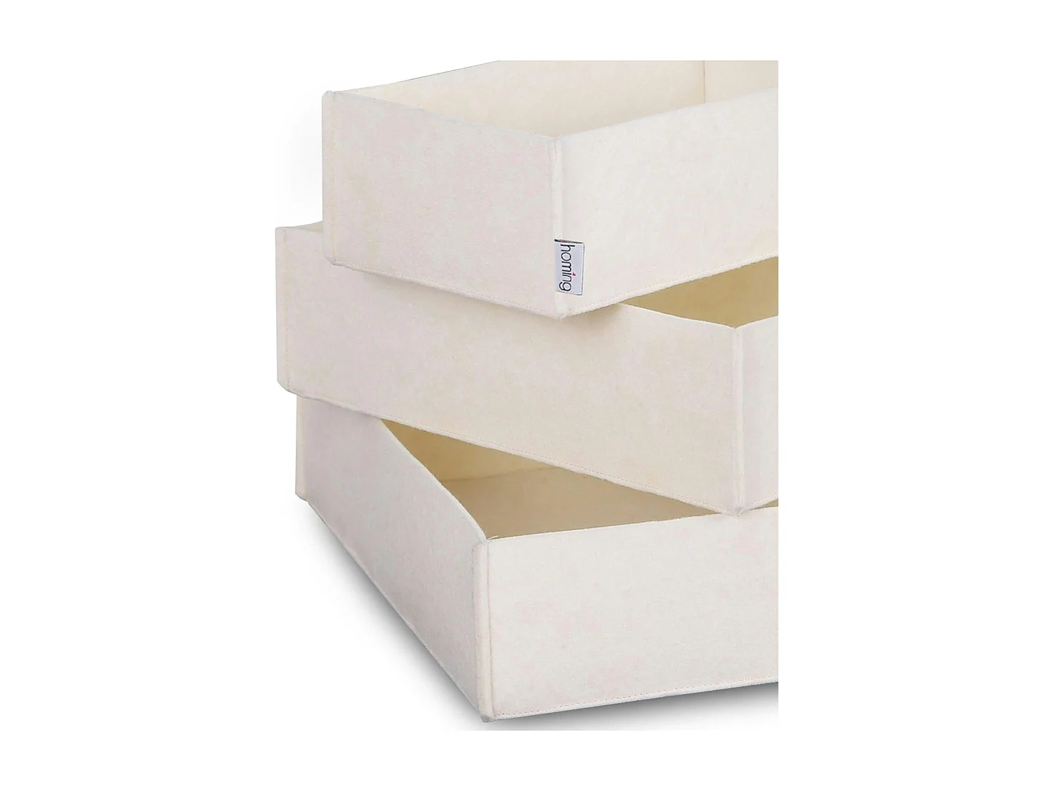 Panier de rangement blanc en feutrine – lot de 3 tailles