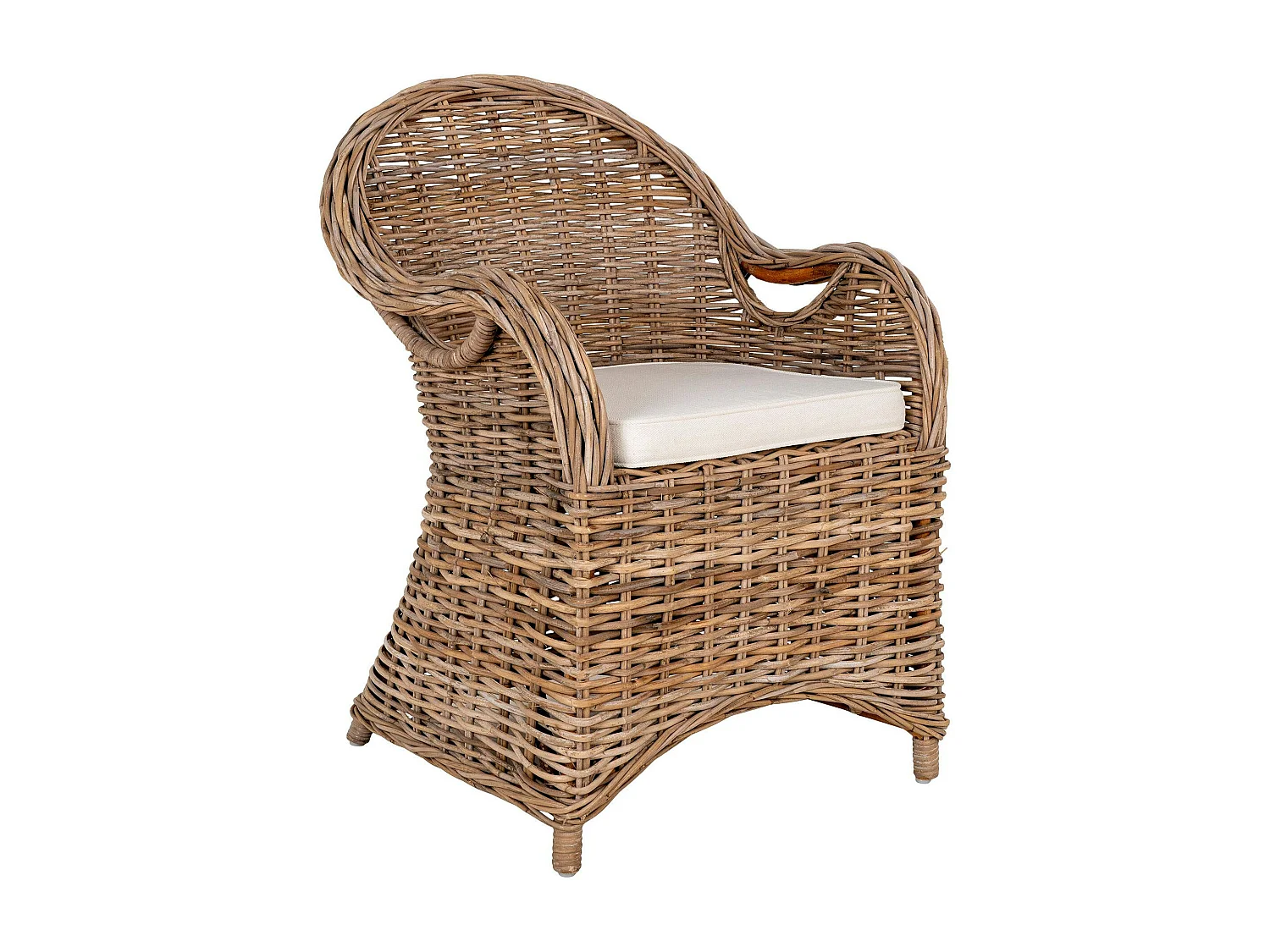 Salon de jardin en rotin gris (1 table ronde ø120 cm, 4 fauteuils de jardin) MENDOZA