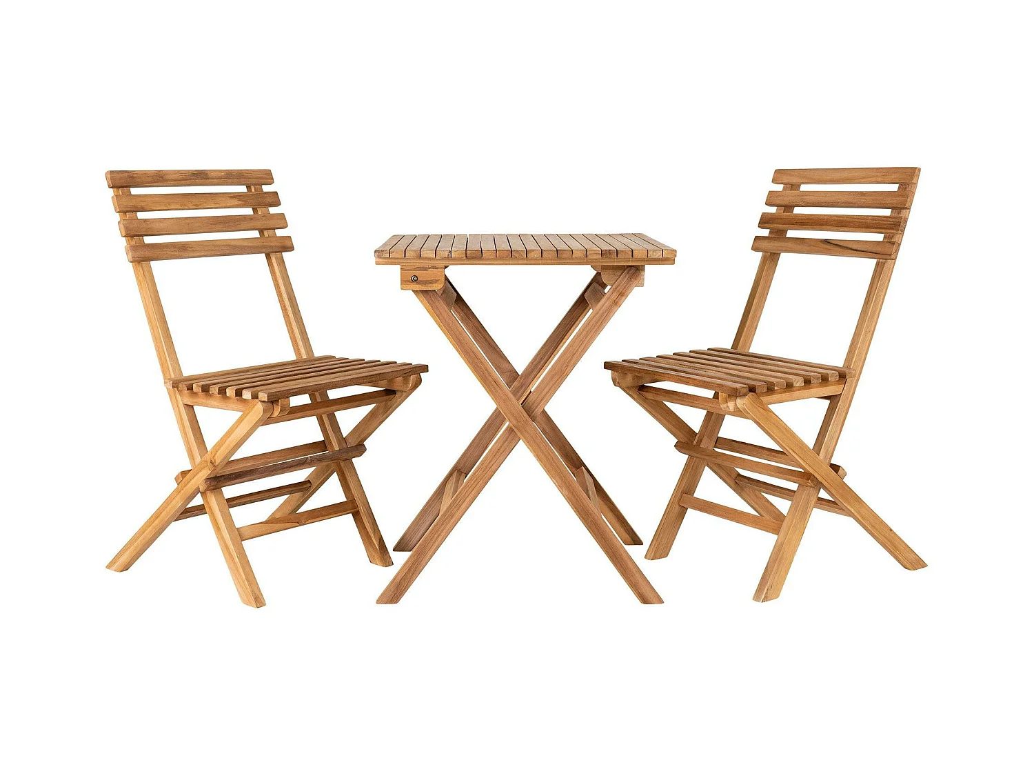 Salon de jardin en teck (1 table, 2 chaises) MENDOZA