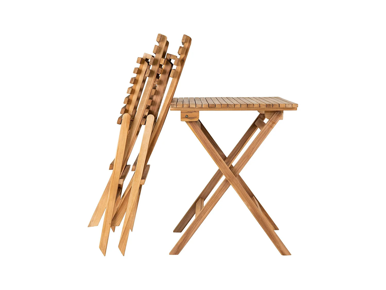 Salon de jardin en teck (1 table, 2 chaises) MENDOZA