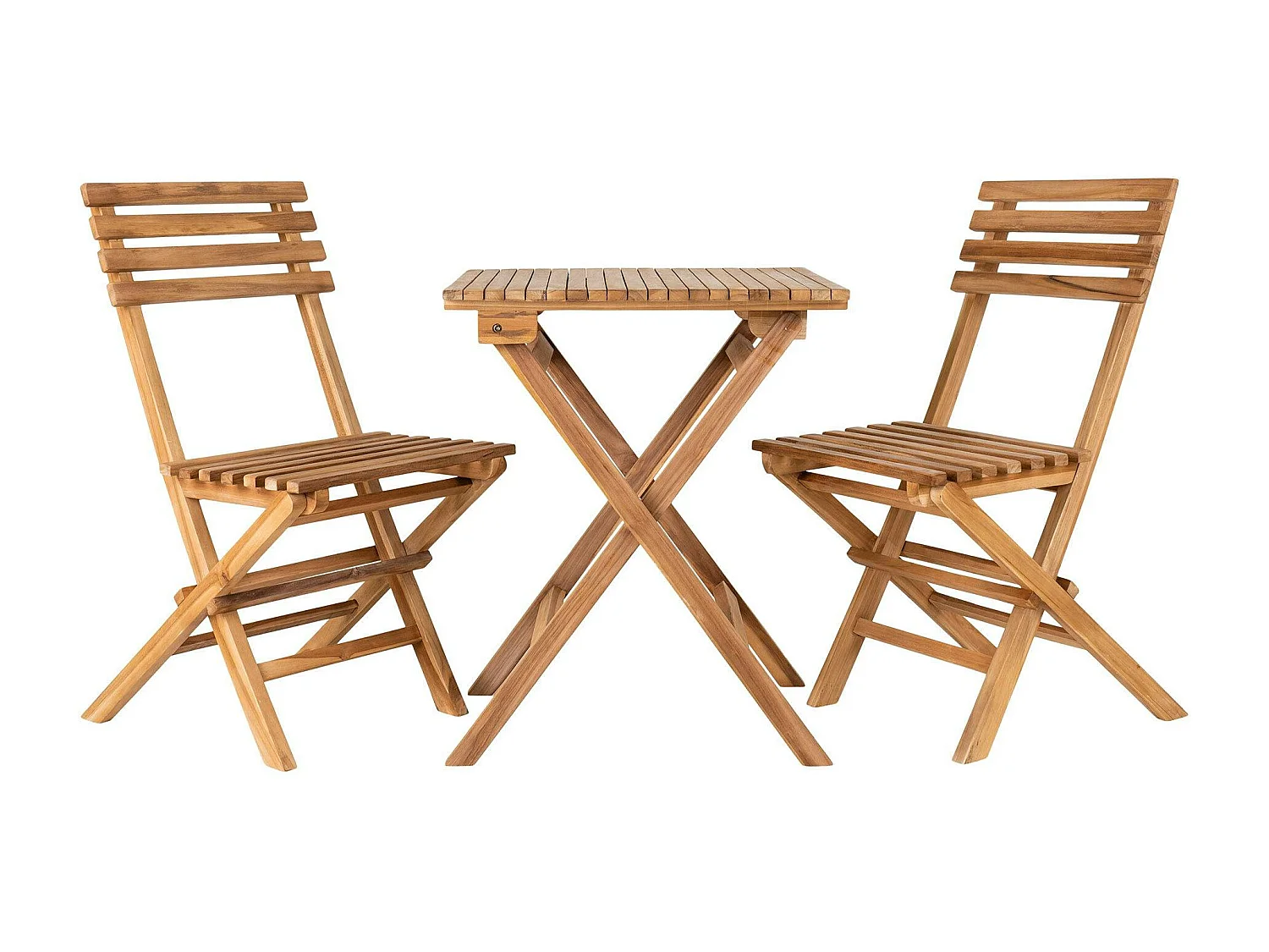 Salon de jardin en teck (1 table, 2 chaises) MENDOZA