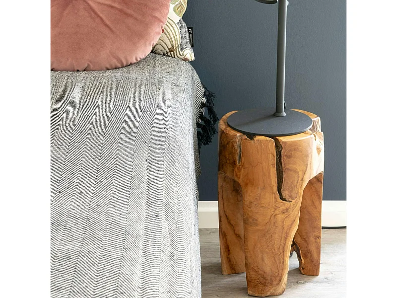 Tabouret chevet en bois de teck - 3 pieds ARIZONA