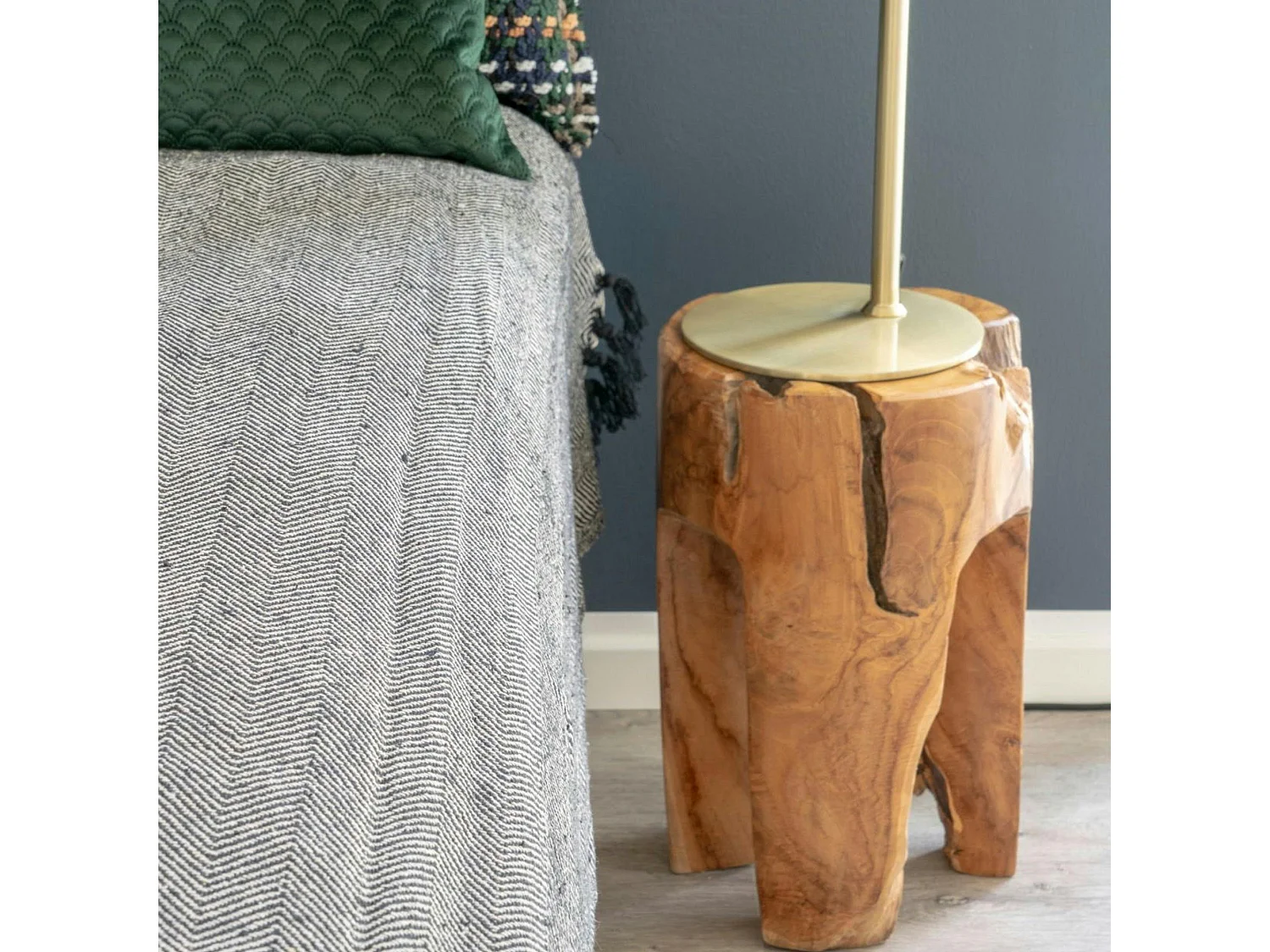 Tabouret chevet en bois de teck - 3 pieds ARIZONA