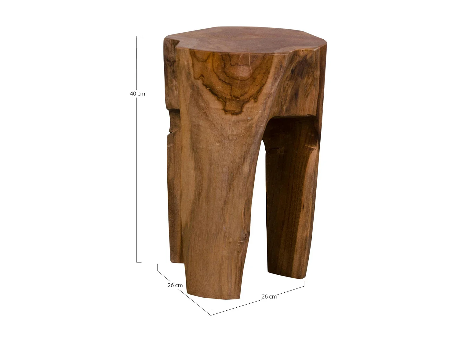 Tabouret chevet en bois de teck - 3 pieds ARIZONA