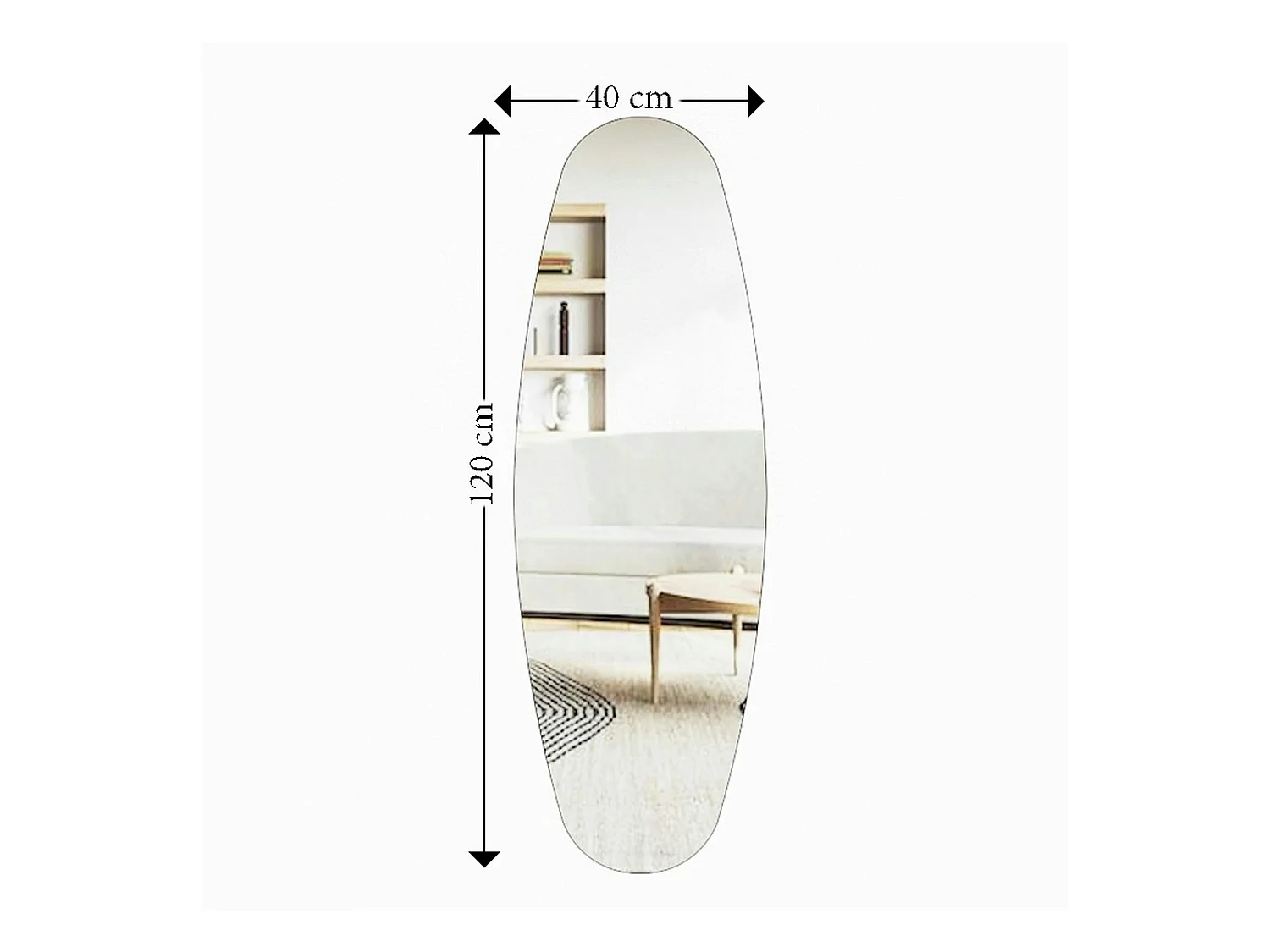 Miroir mural ovale 120 cm - chambre, entrée CODY