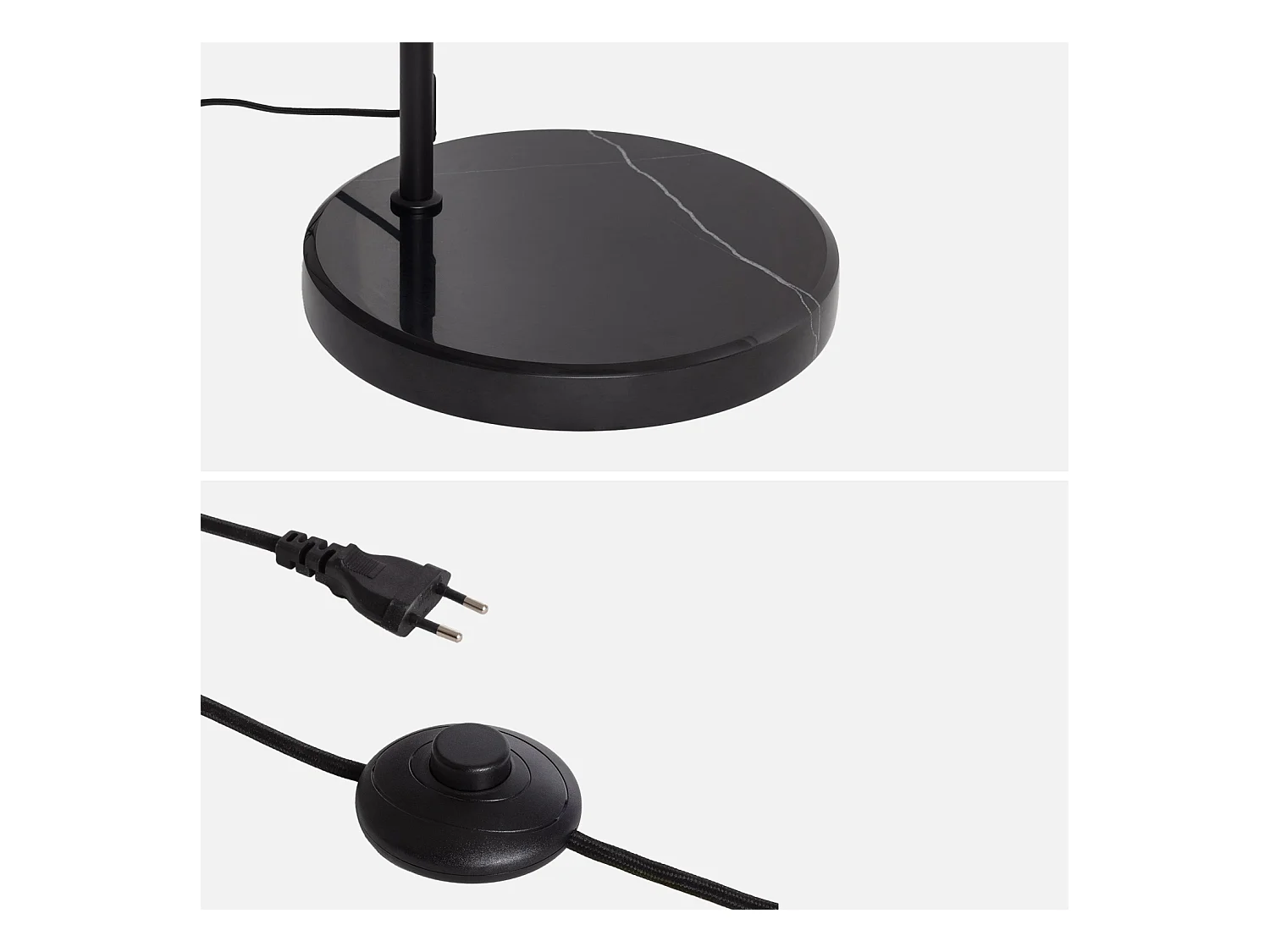 Lampadaire intérieur exotique rotin naturel métal et pierre effet marbre H170cm Diego