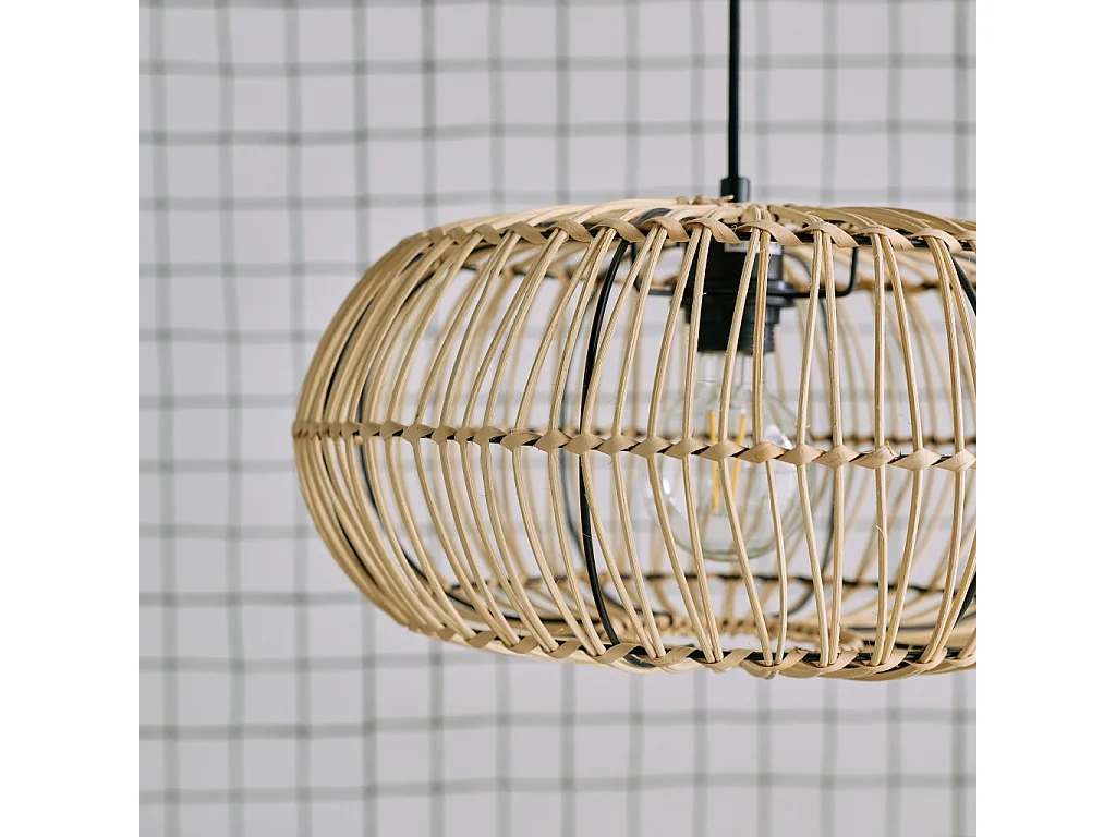 Lámpara de pie interior de ratán natural h 170cm natural