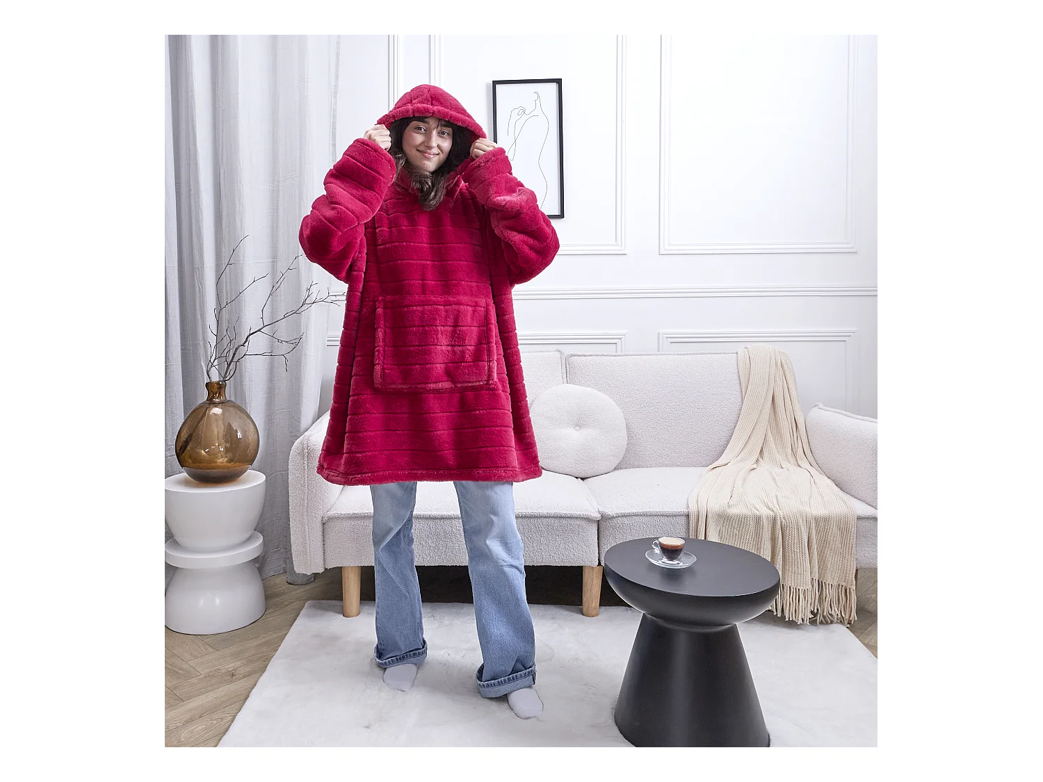 Sweat Plaid Fausse Fourrure