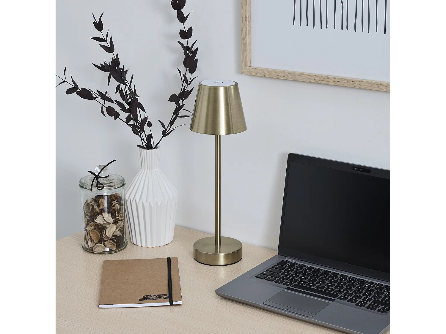 Lampe De Table Rechargeable Usb Or H36cm Or